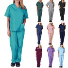 Medical Nursing Scrub Set Natural Uniforms Men Women Unisex Top Pants Hospital