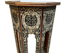 Handmade Wooden End Table Carving Wood Table Home Decor Mother Of Pearl Inlay