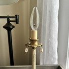 Vintage Hollywood Regency Pearl Drop Boudoir Lamp   Antique Brass Beaded Switch
