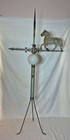 Antique Early Ohio Primitive Lightning Rod  Milk Glass Ball  Horse Weather Vane