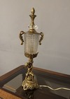 Vintage Loevsky   Loevsky Hollywood Regency Crystal Brass Cherub Lamp