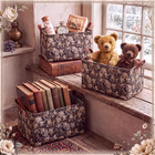 Vintage Floral Storage Baskets - 3 Pack Collapsible Organizers With Handles