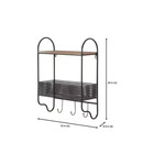 Basket 3 Hooks Wall Organizer Metal Black 20 In  H X 15 In  W X 6 In  D