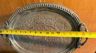 Antique Detailed Tinned Copper Tray Middle Eastern Persian Islamic 16  Egypt P1