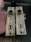 2 Antique Arts Craft Urn Eastlake Victorian Cast Brass Door Knob 6    Back Plates