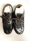 Antique Victorian Childs Black Leather Shoe Pair Children Doll Early 1900   s Old