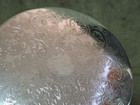 Vintage 1970 s Silver Plate Scroll Design Engraved Round Trivet No Marking 7-1 2