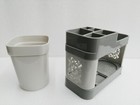 Toothbrushtoothpaste Removable Stand Holder Organizer With Cups Bathroom Storage