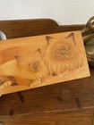 Vintage Chinese Pyrography Wood Trinket Box Cat Design Burnt Wood Box With Lid
