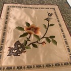 Single Vintage Flower Bird Asian Chinese Japanese Silk Embroidery Tapestry Panel