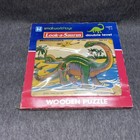 Vtg 1987 Small World Toys Wooden Peg Puzzle Stegosaurus Brontosaurus Dinosaurs