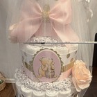 Handmade 3-tier Diaper Cake Baby Shower Centerpiece Winnie The Pooh Pink gold