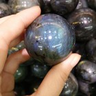 50mm Natural Labradorite Quartz Crystal Stone Sphere Healing Energy Ball   Stand