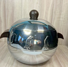 West Bend Penguin Hot Cold Server Ice Bucket Barware Mcm Chrome Bakelite Vintage