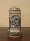 Gerz Vintage German Lidded Beer Stein Wolf Graphics Tankard 