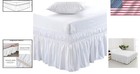 Luxurious White Bed Skirt With Ruffles - Wrap Around Fit  14  Drop  Queen king