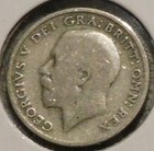 British Silver Sixpence - 1921  worn   Planchet Flaw   - King George V