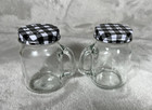 Vintage Ball Mason Jar Salt   Pepper Shakers Mini Glass Black   White Metal Lids