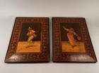 Gargiulo - Pair Antique Sorrento Italian Marquetry Pair Panels Dancers Musician