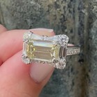 Vintage Yellow Moissanite Ring Emerald Cut Art Deco 925 Silver Engagement Ring