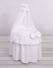 Doll s Bed Moses Basket For Dolls With Canopy Aurora White With Embroidered Lace