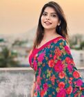 Party Wear Saree Floral Printed Indian Pakistani Designer Sari