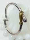 Vintage Mexico 925 Sterling Silver   Gold Tone Hook Bangle Bracelet