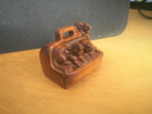 Hand Carved Wood Netsuke 3 Mice In An Old Dr s Bag Boxwood Collectable Figure