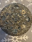 Ornate Silver-tone Filigree Vanity Trinket Powder Makeup Vintage Box