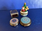 Lot Of 4 Collectible Vintage Pill trinket Boxes Mixed Materials Assorted Shapes