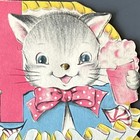 Mcm Cupcake Kitten Cat Mechanical Googly Eyes Birthday Greeting Card Norcross