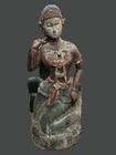 Statue Antique Hand-carved Asian Wooden  Original Paint  Collectible Artwork