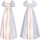  Regency Dress Women Empire Waist Regency Costume Victorian Luxurious Satin 