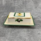 Vintage 1950s Butter Dish Multicolor Chicken Ceramic Farmhouse