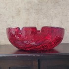 Vintage Mid Century Modern Red Crackle Glass Ashtray   Catchall Dish