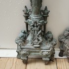 Pair  Ornate French Neoclassical Chenets andirons  Brass bronze Mix  Lyre harp