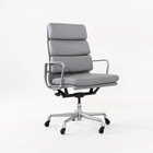 2020s Herman Miller Eames Soft Pad Executive Desk Chair Grey Leather Upholstery