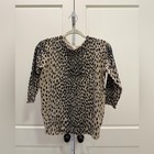 J  Crew Teddie Cotton Crewneck Leopard Print Sweater