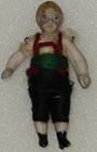Carl Horn Unusual Antique German Miniature Boy Doll With Wrapped Yarn Clothing