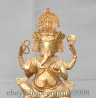 9 8   Old Tibet Bronze Gilt Ganesh Lord Ganesha Elephant God Buddha Statue