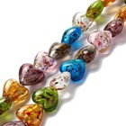 28x Handmade Lampwork Heart Loose Spacer Beads For Diy Jewelry Bracelet Making