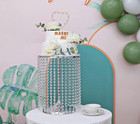 Wedding Cake Stand For Dessert Table 12 Inch Silver Crystal Pendants Metal Cake 