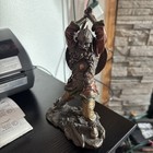 Antique Viking Norse Mythology God With Wolves Statue  Bronze Finish
