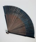 Rare 1950s Japanese Lacquered Silk Hand Fan Peacock Mt  Fuji Hand Painted Art 11