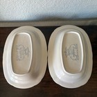 Cordella Japan Hand Decorated Stoneware Oval Serving Bowls Set Blue Trim