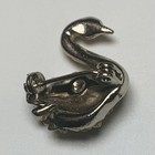 Vintage Silver Tone Rhinestone Body Swan Brooch Pin - Used