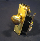 Vintage Victorian Passage Mortise Lock Set Brass Knobs   Plates 2 Skeleton Keys