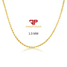 10k Yellow Gold 1mm-4mm Laser Diamond Cut Rope Chain Necklace Men Women 16 - 30 