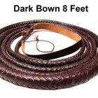 Genuine Cowhide Bullwhip 8 Feet Long Handmade Dark Brown 12 Plaits Bull Whips