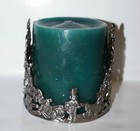 Metal Candle Holder W  Candle Christmas Tree Made From Flowers 3 25 